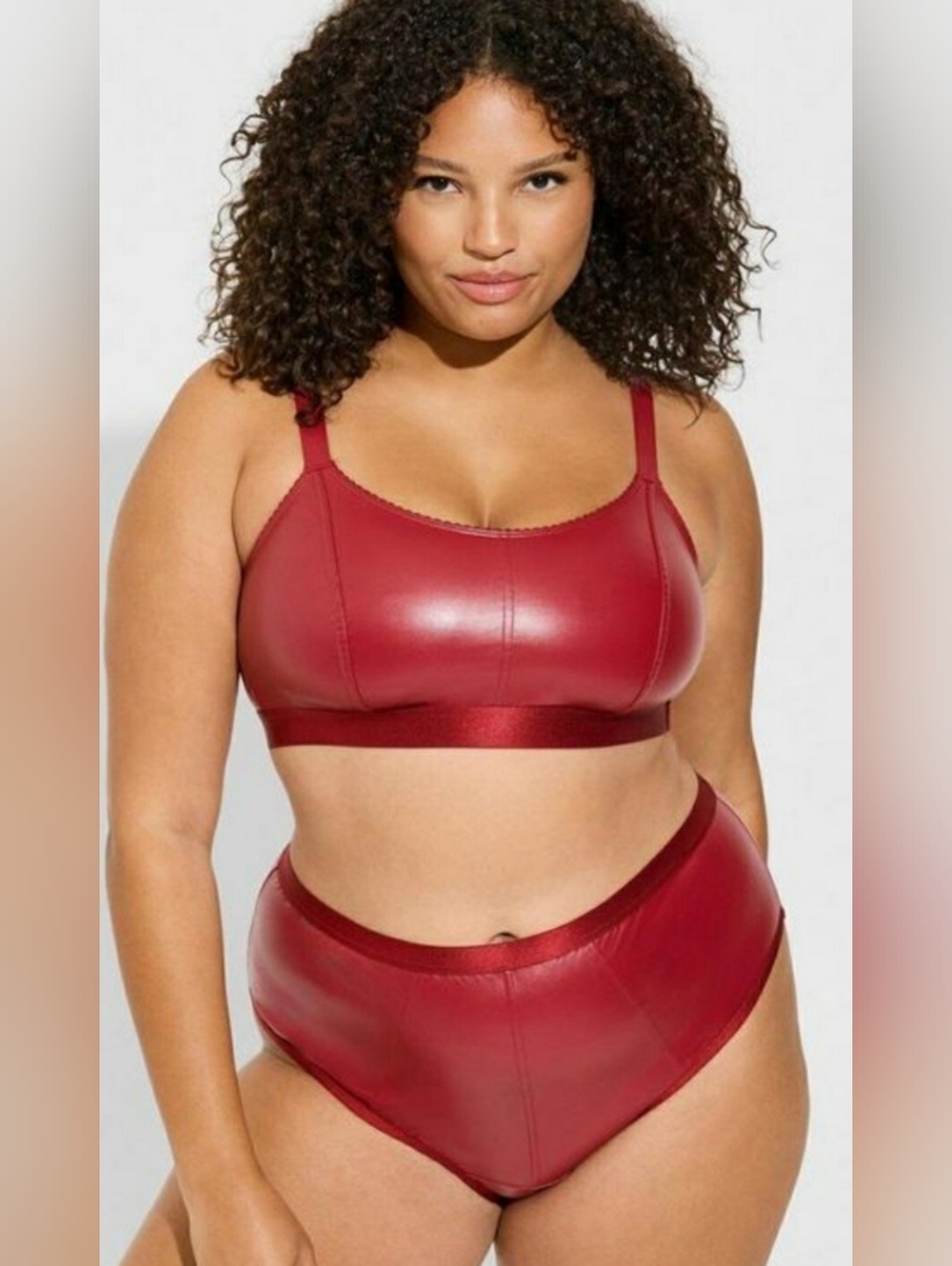New 1X  Torrid Red Pleather Bralette Panty Set